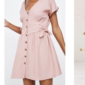 Zara Dusty Pink Side Tie Dress